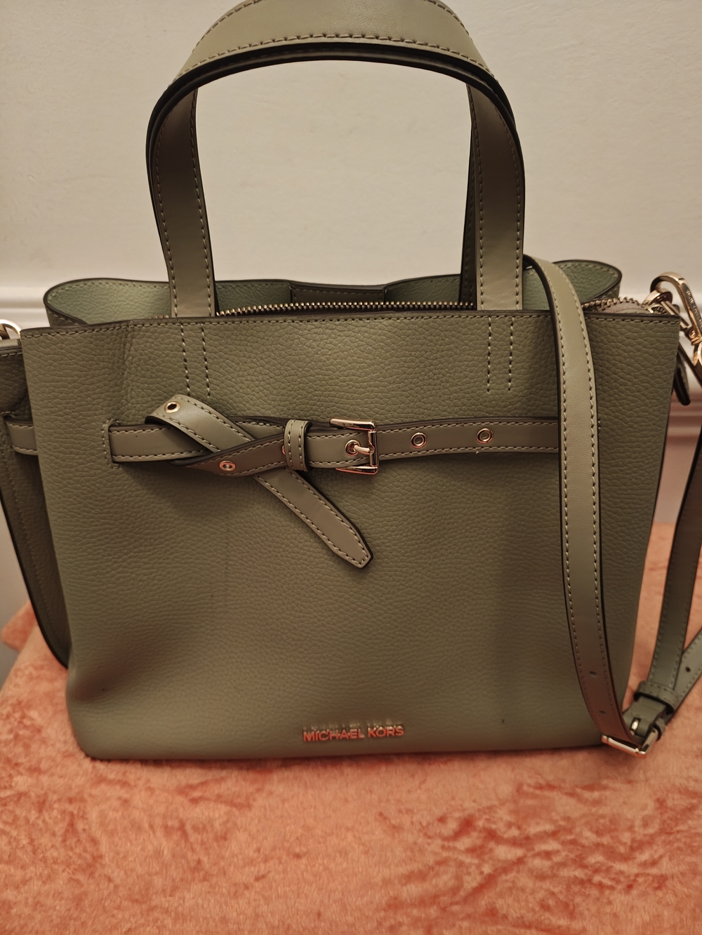 Michael Kors Olive Green Pebbled Leather Tote